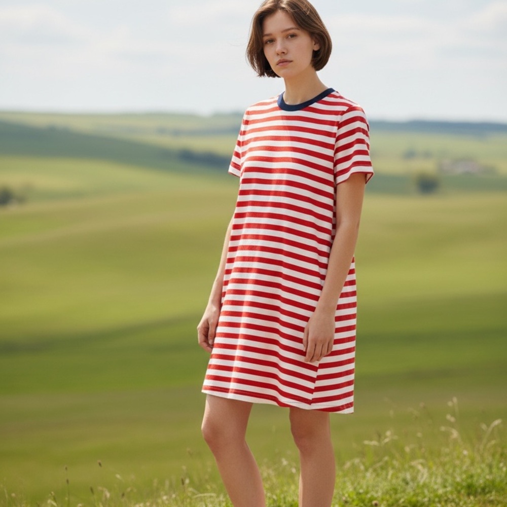 J. Crew Striped Casual Midi Length Dress